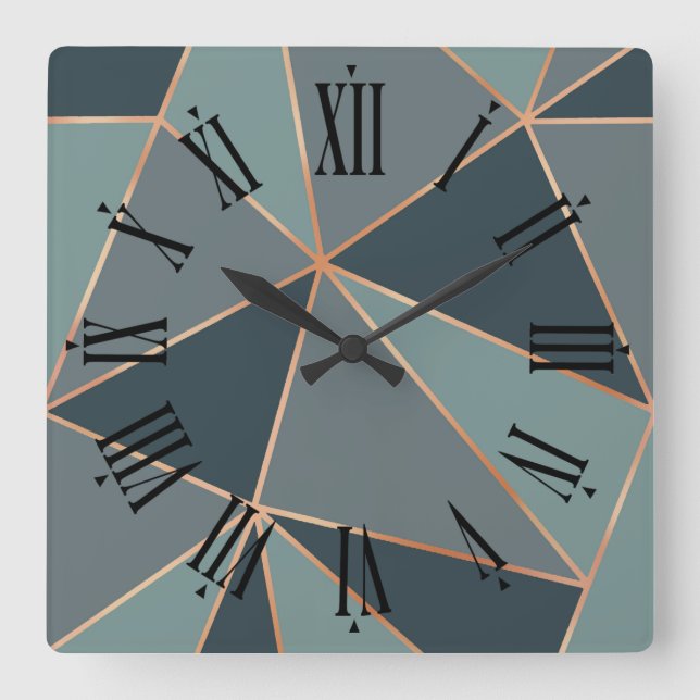 Aegean Teal Nocturne Blue American River Grey Square Wall Clock (Front)