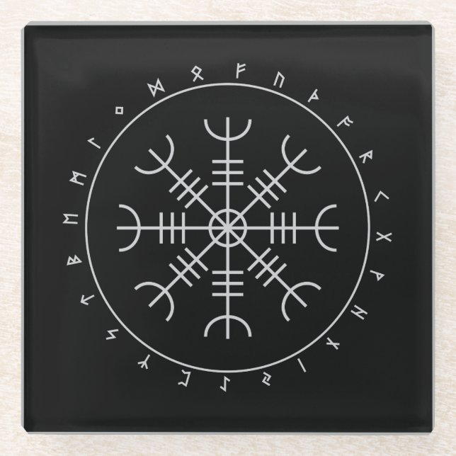 Aegishjalmr Runes Glass Coaster (Front)