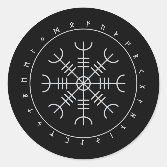 Aegishjalmr Runes Stickers (Round) (Front)