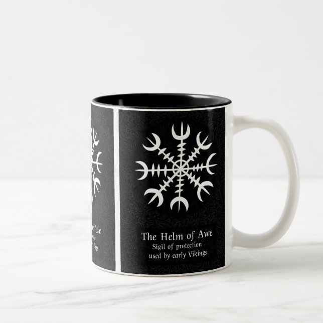Ægishjálmr – Viking Helm of Awe Norse Protection Two-Tone Coffee Mug (Right)