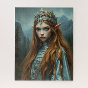 Aelithra, Crown of the Veil – Elven Queen Fantasy  Jigsaw Puzzle