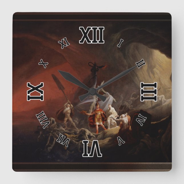 Aeneas and the Sibyl Old Masters Reproduction Square Wall Clock (Front)
