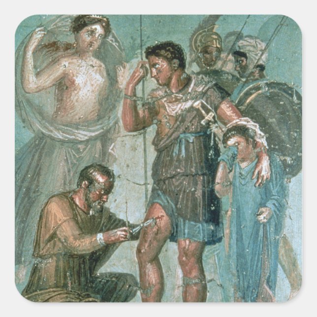 Aeneas injured, from Pompeii Square Sticker (Front)