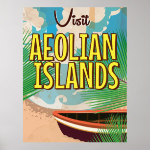 Aeolian Islands vintage travel poster