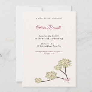 Aeonium Rosette Bridal Shower Invitation