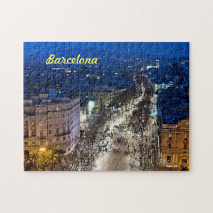 Aereal night view of the Boulevard in Barcelona, S Jigsaw Puzzle