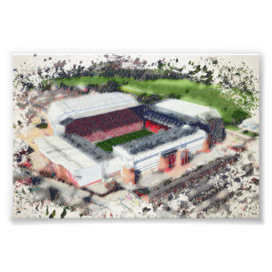 Aerial Artwork of Iconic Liverpool Stadium Photo Print