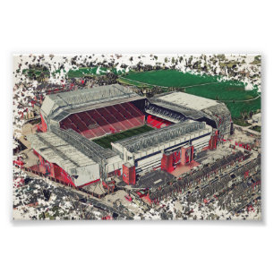 Aerial Artwork of Iconic Liverpool Stadium Photo Print
