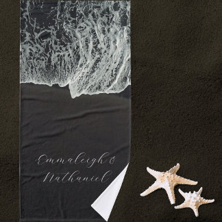 Aerial Black Sand Beach Custom Bath Towel