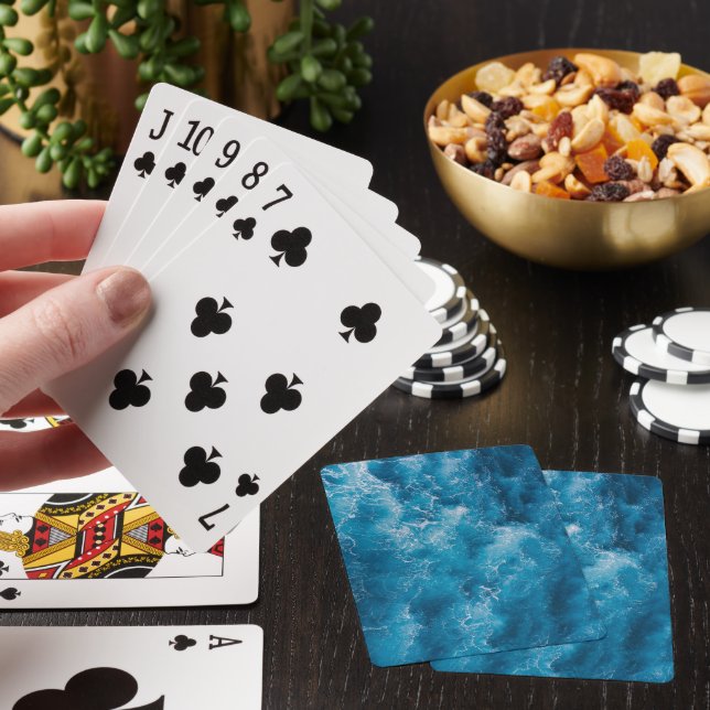 Aerial Blue Ocean Waves Crashing Playing Cards (In Situ)