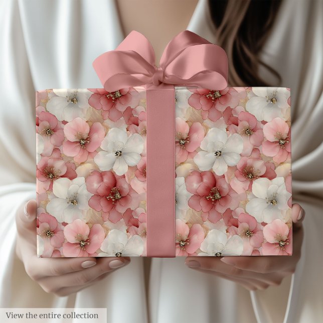 Aerial blush pink and gold birthday wrapping roll paper (Aerial blush pink and gold birthday wrapping roll)