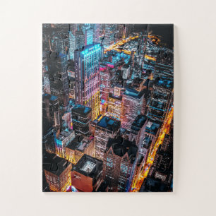 Aerial Cityscape at Night Jigsaw Puzzle
