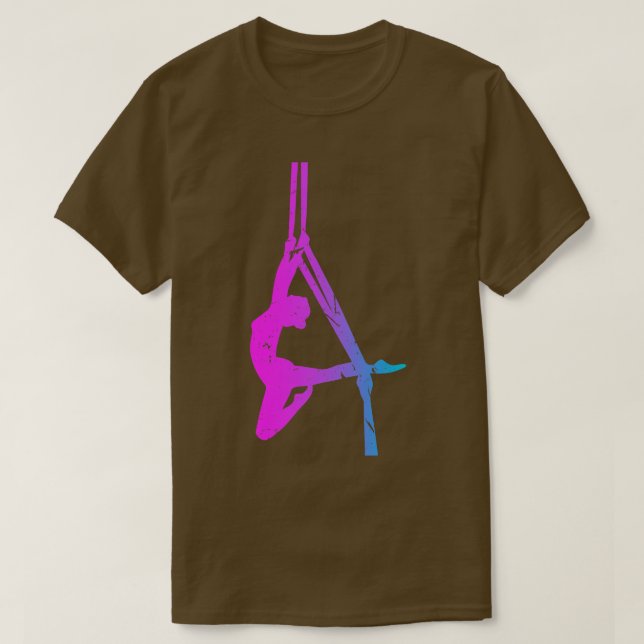 Aerial Dancer Silhouette Aerial Silk Yoga T-Shirt (Design Front)