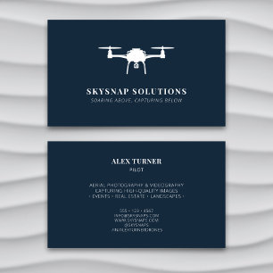 Aerial Drone Photography Videography Modern Navy Business Card