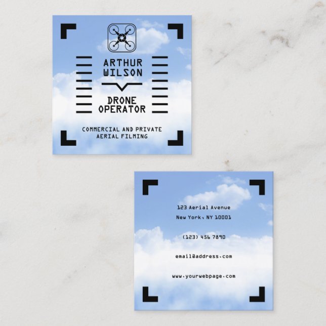 Aerial filming HUD view drone Square Business Card (Front/Back)