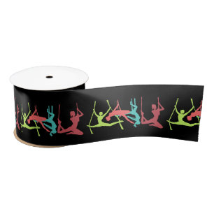 Aerial Fitness Poses Thunder_Cove Satin Ribbon