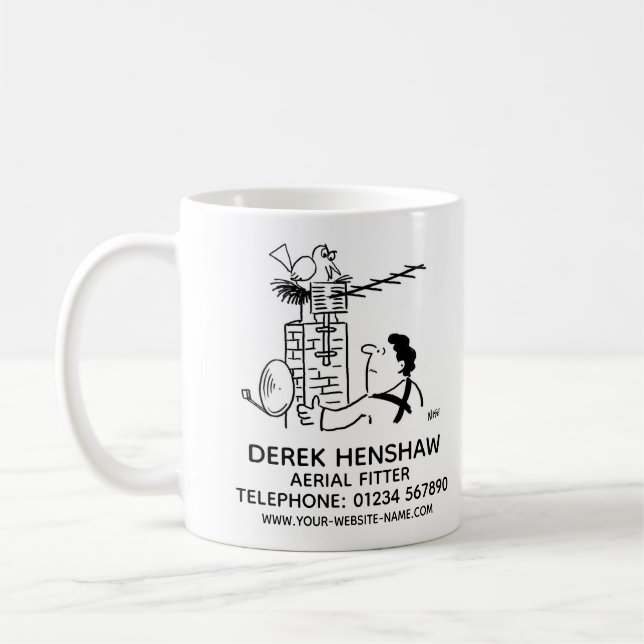 Aerial Fitter & Satellite Dish Fitter Promotional Coffee Mug (Left)