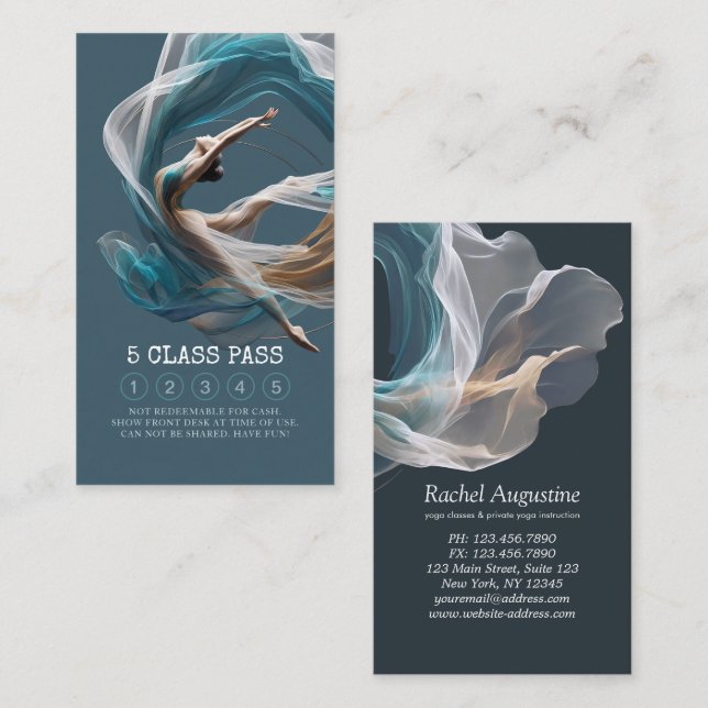 Aerial flying Air Yoga Instructor 5 Class Pass Loyalty Card (Front/Back)