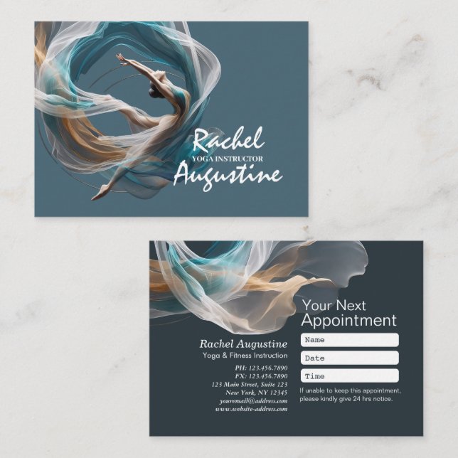 Aerial flying Air Yoga Instructor Pilates Fitness Appointment Card (Front/Back)