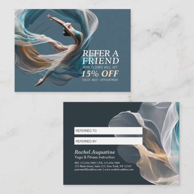 Aerial flying Air Yoga Instructor Pilates Fitness Referral Card (Front/Back)