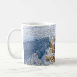 Aerial Hohenzollern Castle: snowy Germany. Coffee Mug