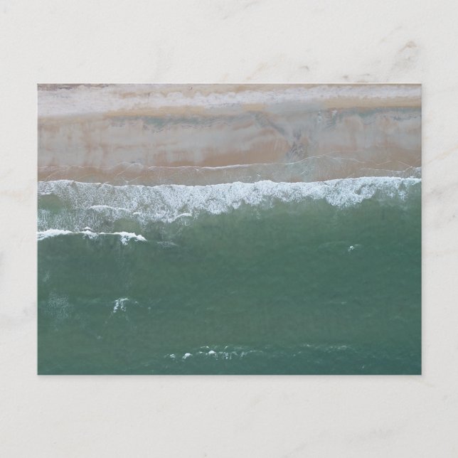 Aerial Image Green Ocean Water & Sandy Beach Postcard (Front)