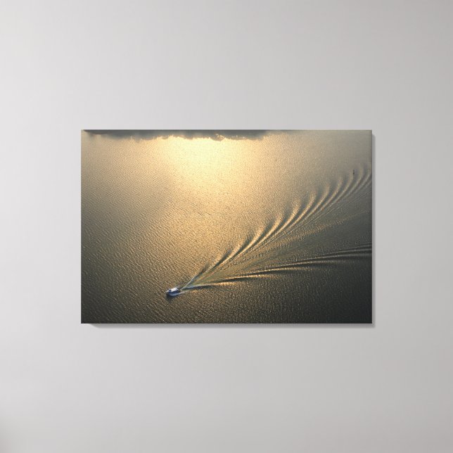 aerial image of boat in Lake Gatun Panama Canvas Print (Front)