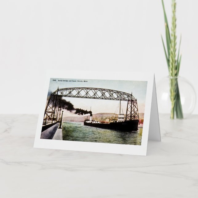 Aerial Lift Bridge and Canal, Duluth, Minn. Foil Greeting Card (Front)