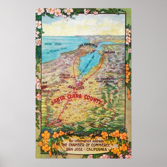 Aerial Map of Santa Clara County Poster (Front)