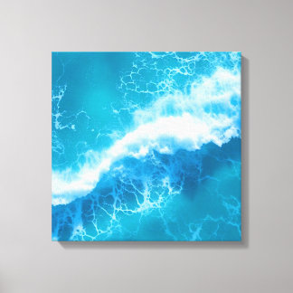 Aerial Ocean Wave Abstract Turquoise Canvas Print
