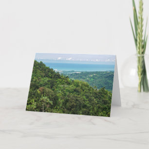 Aerial of coastal puerto rico at el yunque card