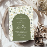 Aerial olive green and white wild flowers arched