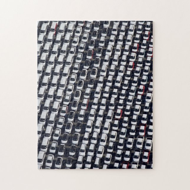 Aerial over Car Lot Jigsaw Puzzle (Vertical)