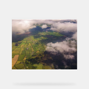 Aerial Patchwork of Irish Farmland and Clouds Acrylic Sign