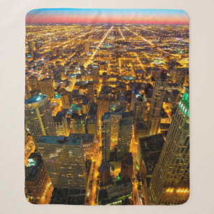 AERIAL PHOTO OF CITY WITH LIGHTS TURNED ON SHERPA BLANKET