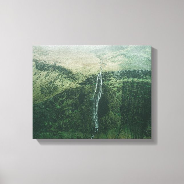 aerial photo of waterfalls during foggy weather canvas print (Front)