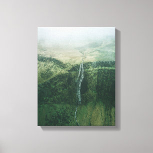 aerial photo of waterfalls during foggy weather canvas print