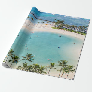 Aerial photo people in beach at daytime wrapping paper