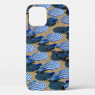 Aerial photography of blue-and-white patio umbrell iPhone 12 case