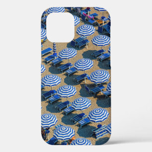 Aerial photography of blue-and-white patio umbrell iPhone 12 case