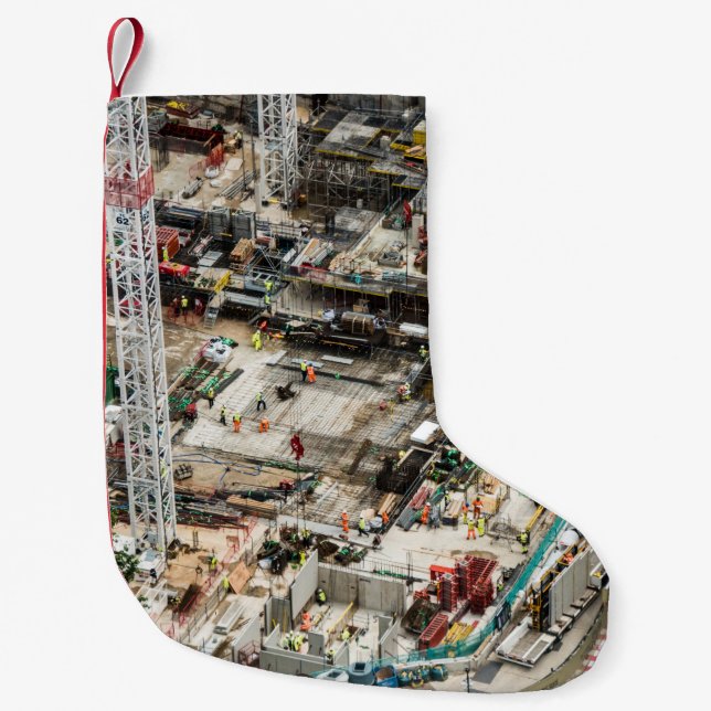 AERIAL PHOTOGRAPHY OF BUILDING CONSTRUCTION SMALL CHRISTMAS STOCKING (Front)
