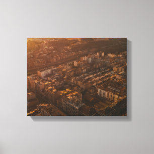 aerial photography of city during golden hour canvas print
