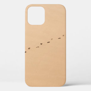 Aerial photography of footprints in the sand iPhone 12 case