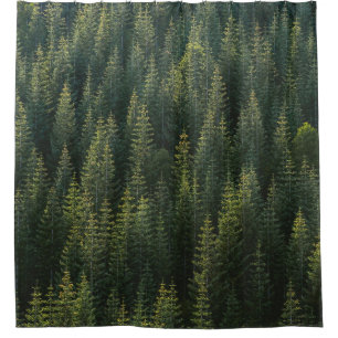 AERIAL PHOTOGRAPHY OF FOREST SHOWER CURTAIN
