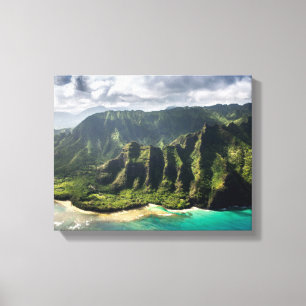 aerial photography of green mountains canvas print