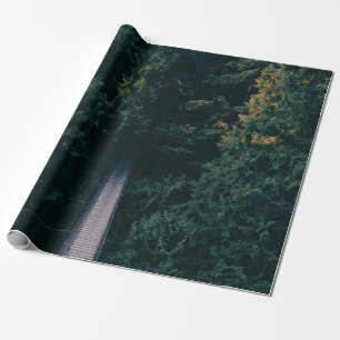 AERIAL PHOTOGRAPHY OF HANGING BRIDGE NEAR TREES WRAPPING PAPER