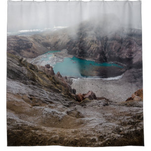 AERIAL PHOTOGRAPHY OF LAKE COVERED WITH FOGS SHOWER CURTAIN