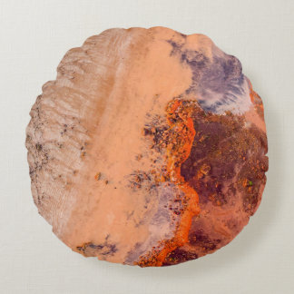 Aerial photography of mountains in the morning round cushion