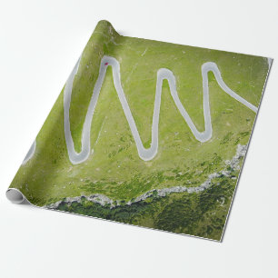 AERIAL PHOTOGRAPHY OF ROAD WRAPPING PAPER