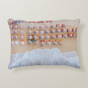 Aerial photography of seashore at daytime decorative cushion